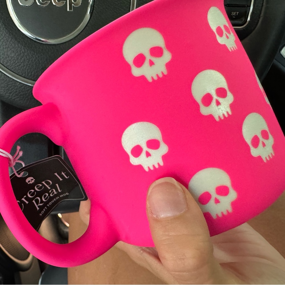 Hot Pink Skull Coffee Cup